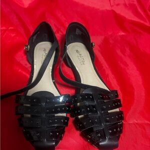 Reaction Kenneth Cole Black Studded Flat Sandals